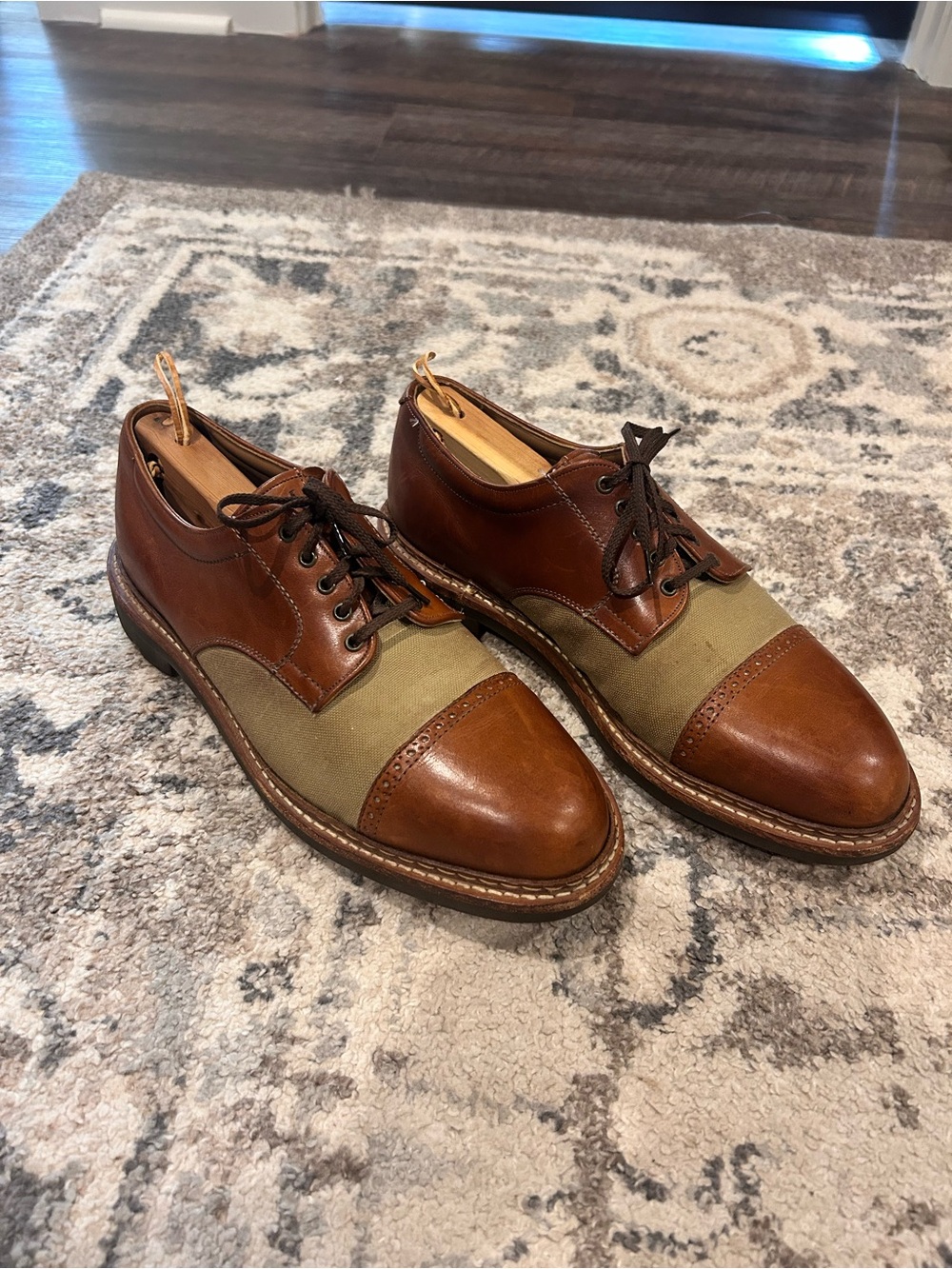 Johnston & Murphy Passport Two-Tone Leather and Canvas Cap-Toe Derby Oxfords 10M